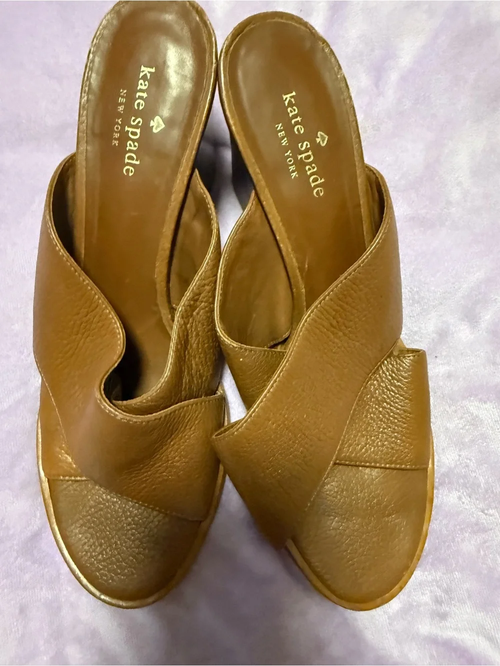 Kate Spade New York Brown Leather Block Heel Mule Sandals Size 8